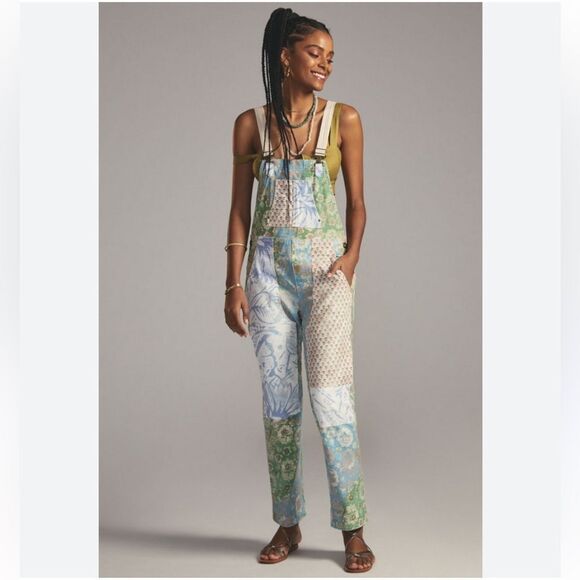 The Wanderer Floral Patchwork OverallsPilcro by Anthropologie size 27
